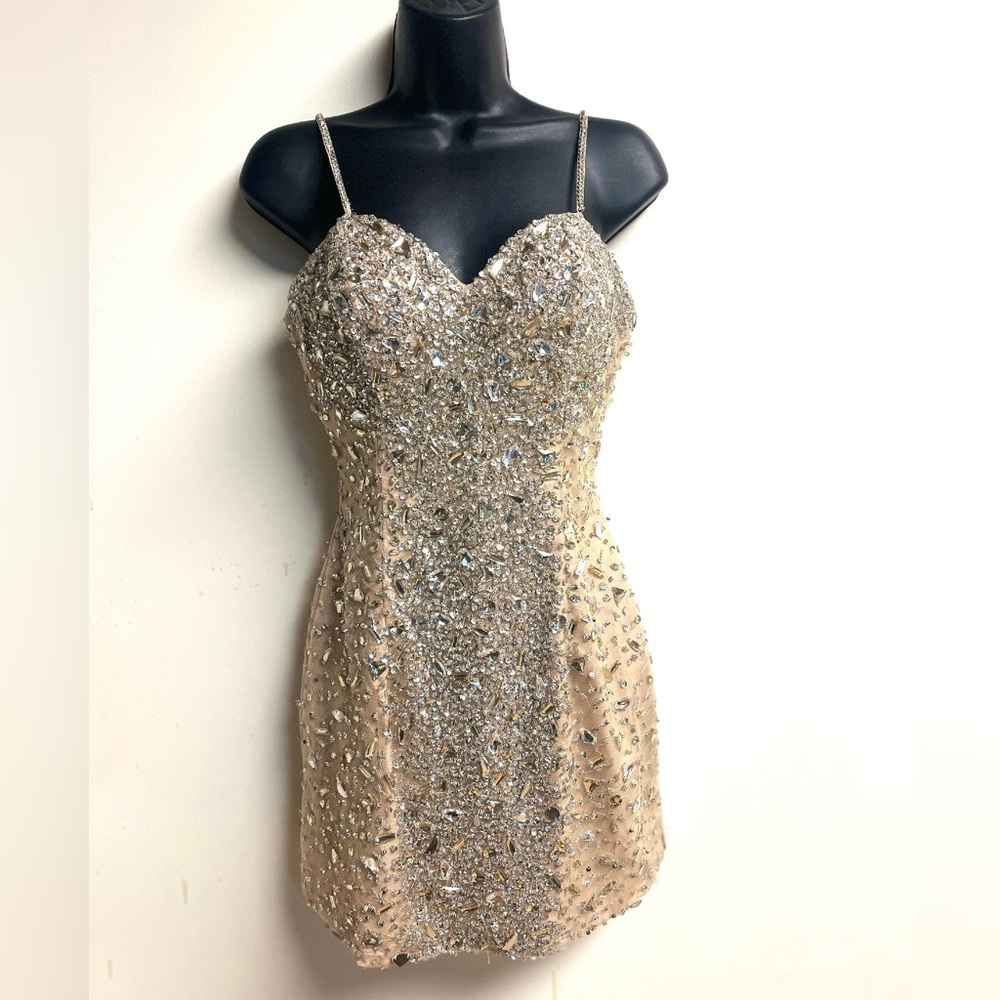 Royal Queen Sparkling Rhinestone Sequin Mini Dress SIZE 6